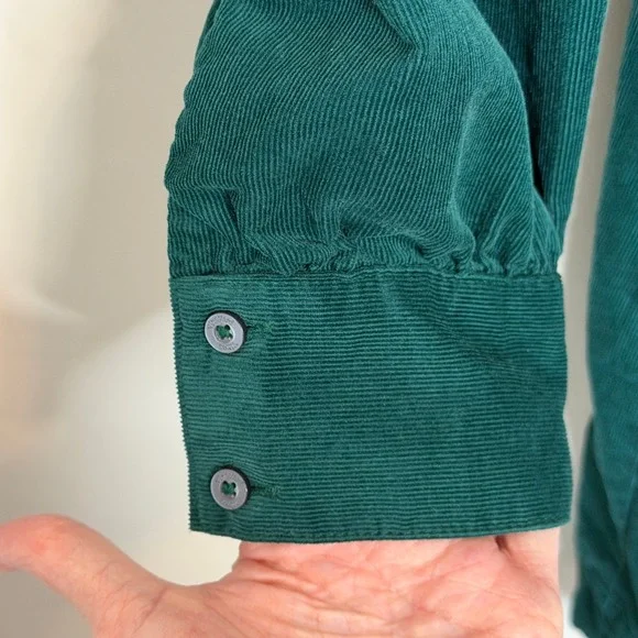 Vineyard Vines Green Corduroy Long Sleeve Shirt Dress Womens Large - Picture 11 of 12